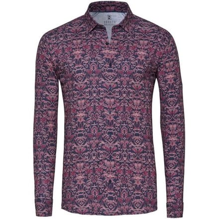 Desoto Overhemd Casual Kent Luxury Drawn Pattern Navy-Rood / male
