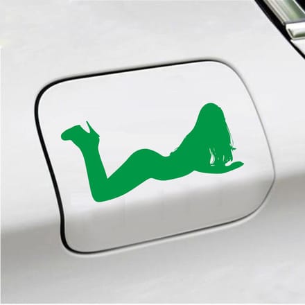 Bumpersticker - Liggende Dame - 8 X 17 - Groen
