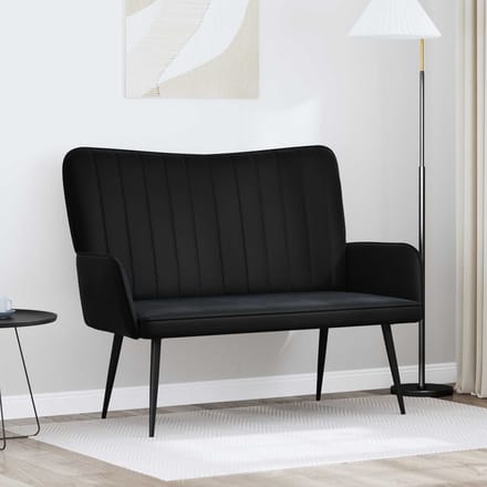 vidaXL - 2-Zits - Sofa - Zwart - 115 - x - 61 - x - 87 - cm - fluweel