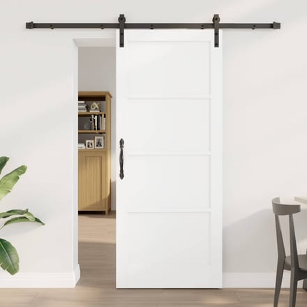 vidaXL - Schuifdeur - 83 - x - 202 - cm - Massief - grenenhout - Wit - en - zwart