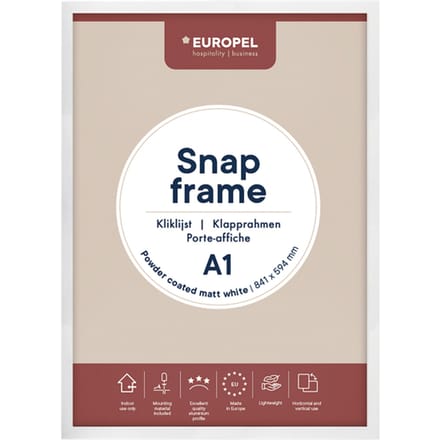 Kliklijst Europel - Posterlijst - A1 - 59,4 x 84 cm - 25mm frame - Mat wit