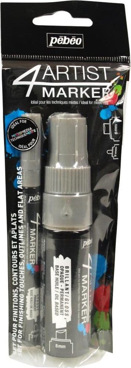 Pebeo - 4Artist Markers - 2.0&8.0mm - Zilver - set 2 stuks