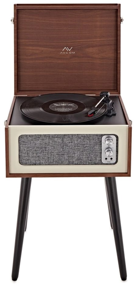 AVCOM Standing Turntable with Bluetooth, Walnut