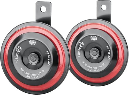 Universele Claxon Set 12V 115dB - Lage Toon - Rood/Zwart - ECE Goedgekeurd