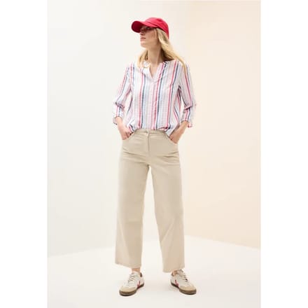 Gestreepte blouse met gespleten hals