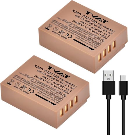 Camera Accu Set - Reserve Batterijen - Fotografie - USB-C Opladen - 2 Stuks - Bruin