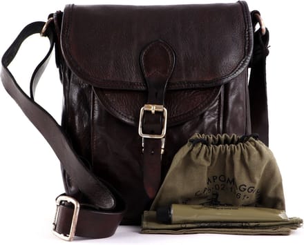 CAMPOMAGGI Leren Schoudertas Venere Crossbody Bag Moro Donkerbruin