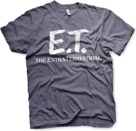 E.T. T-shirt met ‘Extra-Terrestrial Distressed’-logo, marineblauw gemêleerd