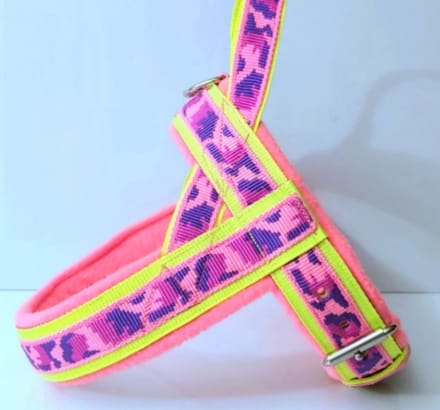 T tuig M neon geel camouflage roze anti trek hondentuig