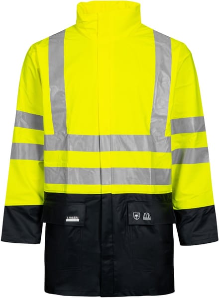 Lyngsøe Rainwear Hi-Vis regenjas fluor geel/marine XL