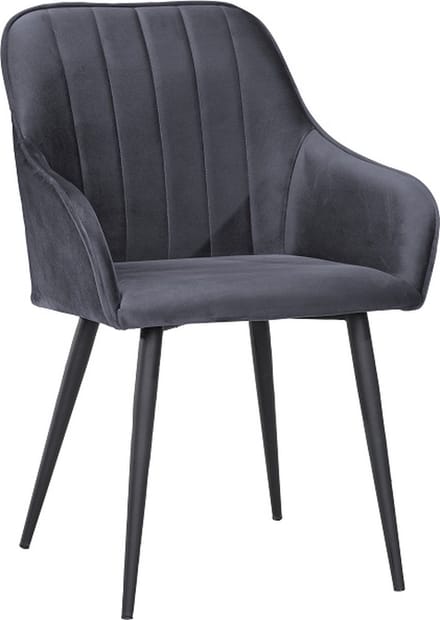 Soph & Tess - Modena Eetkamerstoel - Grijs - Set van 2 - Fluweel - Velvet - Industrieel - Met armleuning