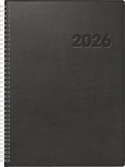 Boekkalender A4 - Planner Organizer - Dagelijkse Planning - Halfuursindeling - 304 x 233 cm - Zwart