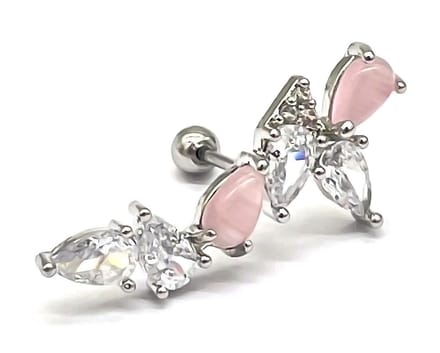 Oorpiercing met Zirkonia - RVS - 25 mm - Zilverkleurig