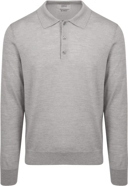 King Essentials The Robert Long Sleeve Poloshirt Merino Grijs - Maat L - Heren - Pullovers
