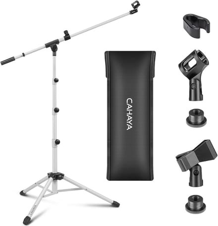 Microfoonstandaard Boomarm Vloermicrofoonstatief met Draagtas en Microfoonclips voor Zang en Podium