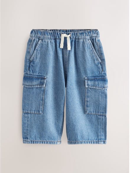 Next - Jongens - Cargojeans met wijde pijpen en elastische taille - Blauw