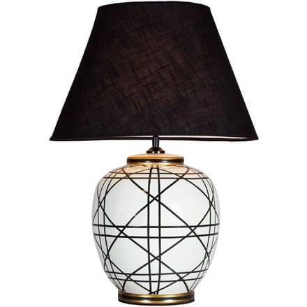 PR Home tafellamp New York, zwart, hoogte 60 cm, keramiek