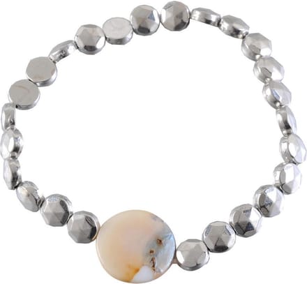 Behave - elastische armband met schelpdetail - natuurlijke glans