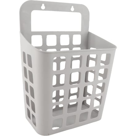 Wandgemonteerde wasmand voor thuisbadkamer (middelgroot, grijs) grijze kleur