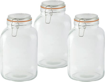 Esschert Design Weckpot - 3x - 3L - glas - D15 x 24 cm - voorraadpot - beugelsluiting