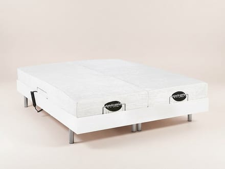Vente-unique Bed met elektrische lattenbodem hout wit 2 x 80 x 200 cm