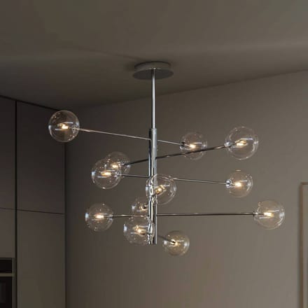 IDEAL LUX hanglamp Equinoxe, chroom/helder, 12-lamps