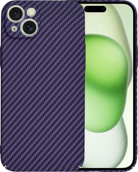 Hoesje geschikt voor Apple iPhone 15 Plus - Techsuit Carbonite FiberShell Carbon Back Cover - Paars