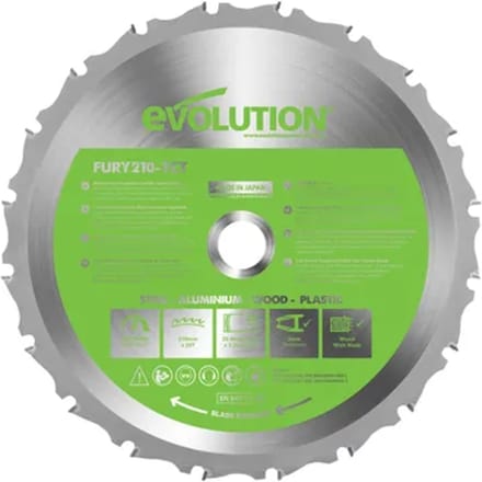 Evolution Fury Zaagblad - 210 Mm - 20 Carbide Tanden - Hout, Staal, Aluminium