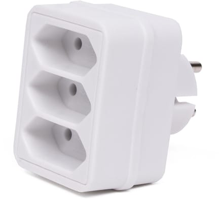 Benson Driewegstekker - wit - 2.5A - 230V - compact formaat