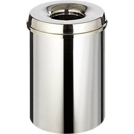Afvalverzamelaar voor binnengebruik, 30 l, zelfblussend, romp rvs/deksel rvs