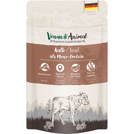 12x125g Venandi Animal Monoprotein Kalf kattenvoer nat