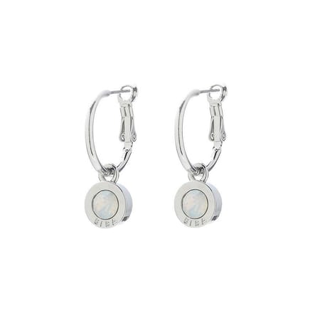 Biba Oorhangers Zilver met gekleurde steen Groot White Opal