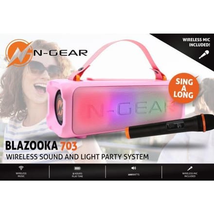 N-Gear Blazooka 703P - Bluetooth Speaker - Karaoke Set - Party Box met Microfoon - Roze
