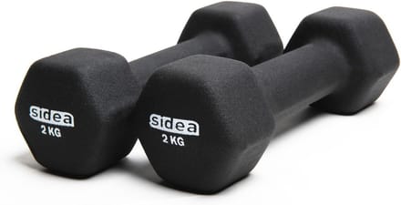 Korte neopreen halters 2 kg - ideaal voor fitness en krachttraining