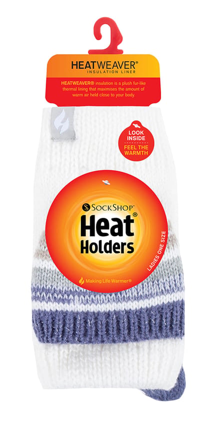 Heat Holders - Thermisch gebreide convertorhandschoen voor dames - Crème / Lila