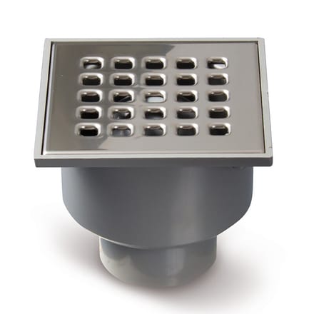 Xellanz Doucheput 105 x 105 mm met Onderuitloop - RVS