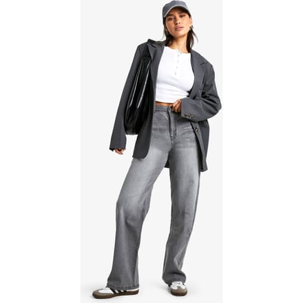 boohoo Dames Tall Basic Straight Leg Jean | Lichtgrijs | Maat: 10/34L