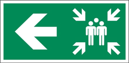 Verzamelplaats bord met pijl links - kunststof 400 x 200 mm