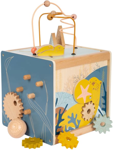 Small Foot Wooden Activity Cube with Motor Skills Spiral Seacoast