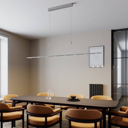 Lucande LED hanglamp Arnik, 180 cm, nikkelkleurig, dimbaar