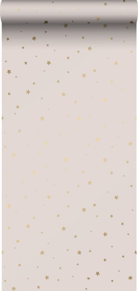 ESTAhome behang sterretjes oudroze en goud - 53 cm x 10.05 m - 139260