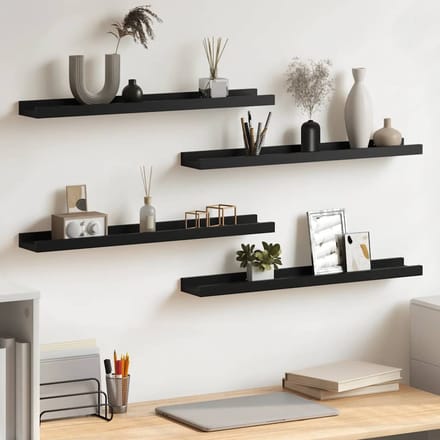 vidaXL - Wandschappen - 4 - st - 60x9x3 - cm - zwart