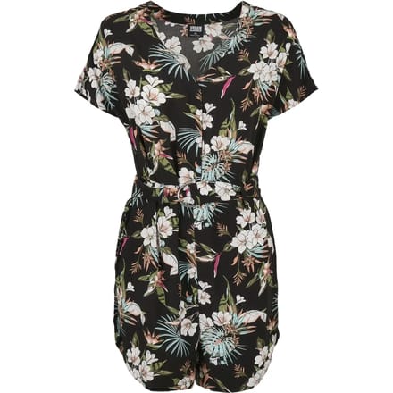 Urban Classics - Viscose Belt Tropical Playsuit - XS - Zwart