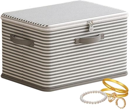 Opbergzak Dekbed - Kleding Organizer - Ruimte Besparen - Inklapbaar Herbruikbaar - 32x18x1.5 cm - Gestreept Grijs