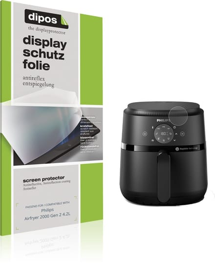 dipos – 2x Matte Beschermfolie geschikt voor Philips Airfryer 2000 Gen 2 4.2L | Krasbestendige & antireflecterende Screenprotector Ultra-Thin