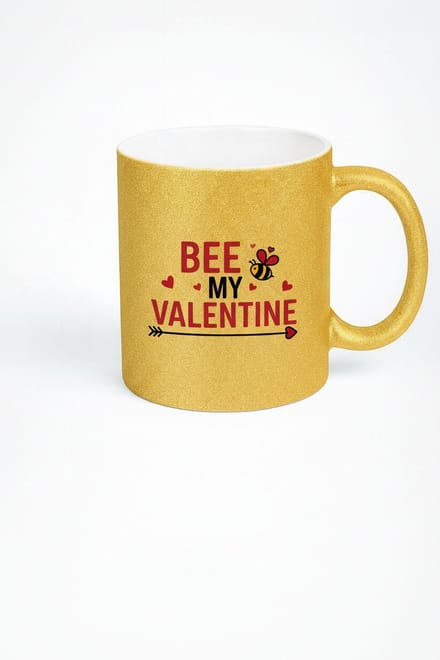 Bee My Valentine Glitter Mok Goud - Romantisch Valentijn Cadeau