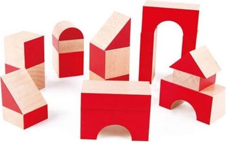 Houten stapelblokken rood - Hape - vanaf 12 maanden