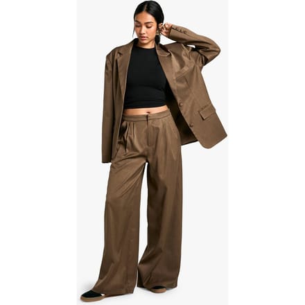 boohoo Dames Tailor-made wijde pijpen | Mokka | Maat: 36