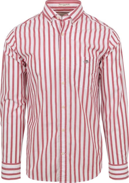 Gant - College Overhemd Streep Rood - Heren - Maat XXL - Regular-fit