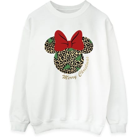 Disney Dames/Dames Minnie Mouse Luipaard Kerst Sweatshirt (Wit)